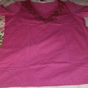 Pink t shirt with gold detail